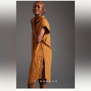 NWT Women's Brown Shirt Dress Anthropologie Sz M